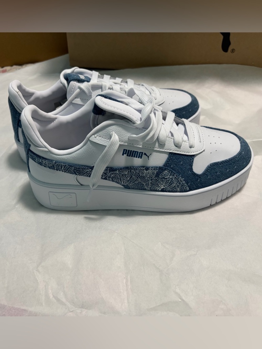 Puma White and Navy Women's Athletic Shorts